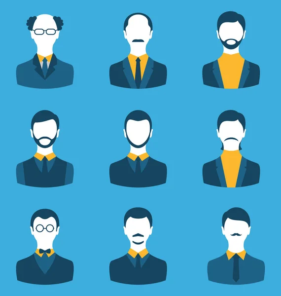 Definir pessoas de negócios, retrato frontal de homens isolados em azul ba — Fotografia de Stock