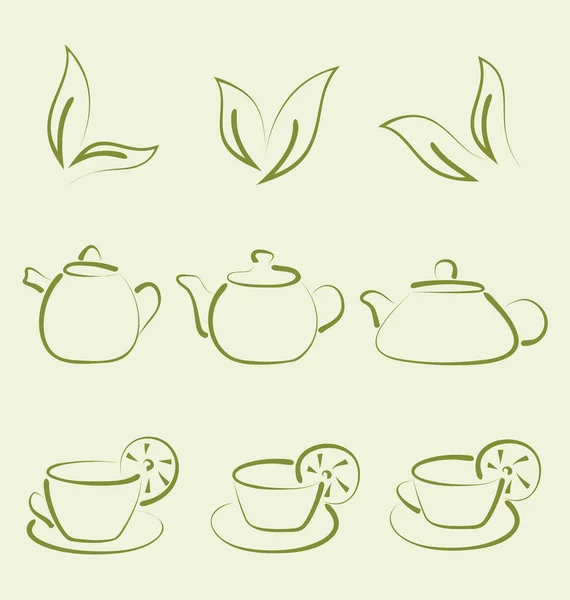 Herbal tea, set cups and teapots — Stock Photo, Image