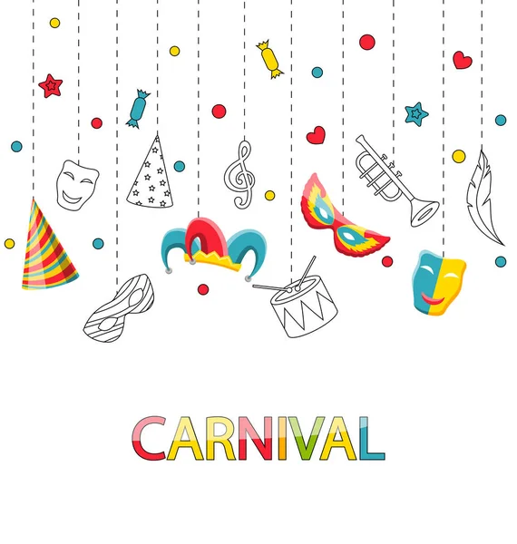 Saudação Cartaz festivo para o carnaval feliz —  Vetores de Stock
