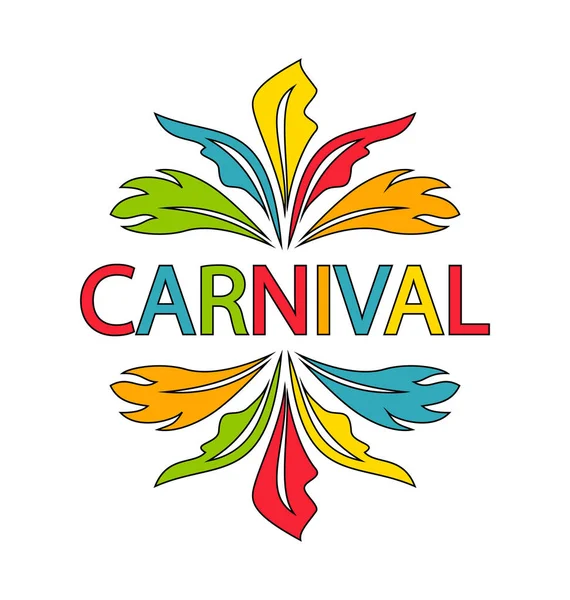 Karneval Logo-Vorlage mit bunten Federn — Stockvektor