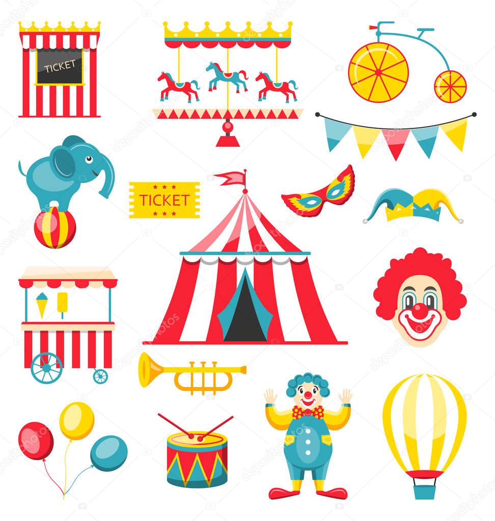 Collection Colorful Elements for Circus and Carnival