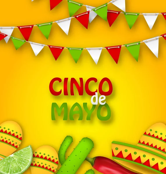 Semester firande affisch för Cinco De Mayo — Stock vektor