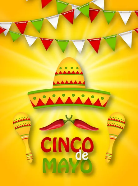 Holiday fest Banner för Cinco De Mayo — Stock vektor