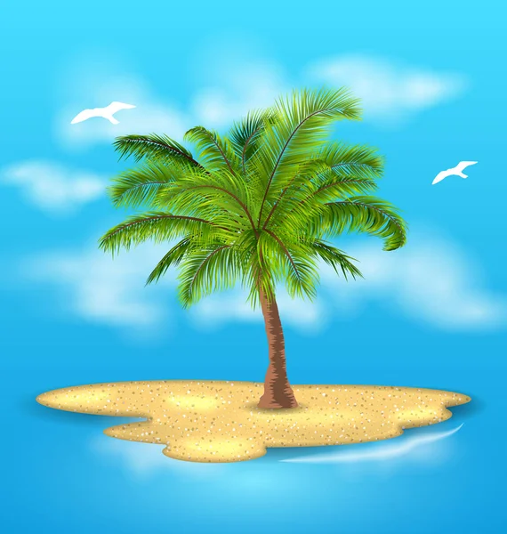 Palmiye ağacı, açık, tatil tropikal ada — Stok Vektör