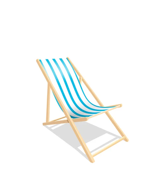 Wooden Beach Chaise Longue Isolated on White Background — Stock Vector