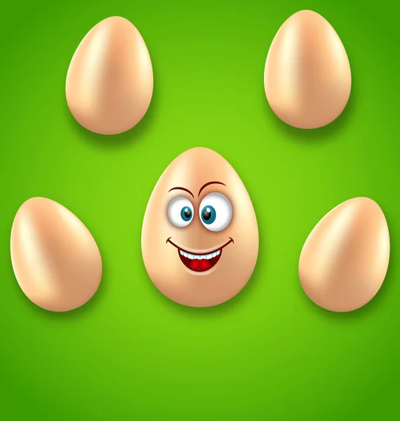 Boldog húsvéti üdvözlőlap őrült tojással, meghívó Humor — Stock Vector