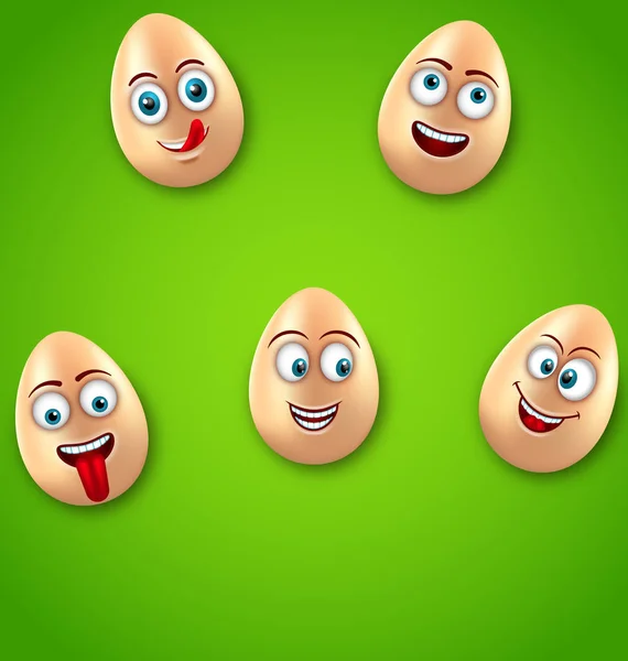 Kellemes Húsvéti Ünnepeket háttér vidám rajzfilm tojással — Stock Vector