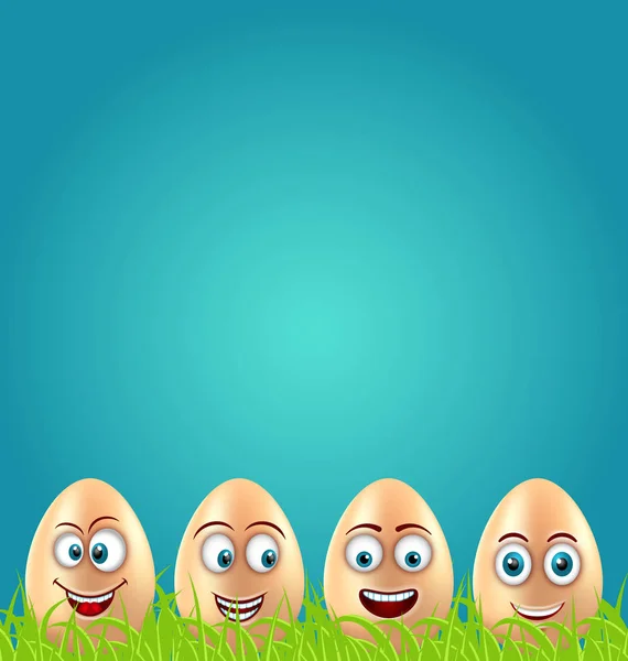 Листівка до Великодня гумор з Crazy Eggs на траві Луці — стоковий вектор