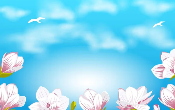 Letní pozadí s krásná magnólie květiny — Stockový vektor