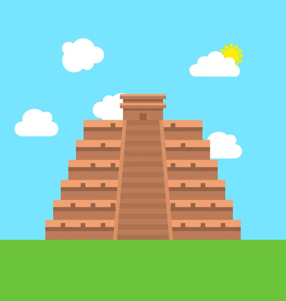 México Chichen Itza Tulum Pirâmide Kukulcan — Vetor de Stock