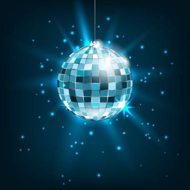 Işık ışınları ile mavi disko topu. Glitter parlak arka plan