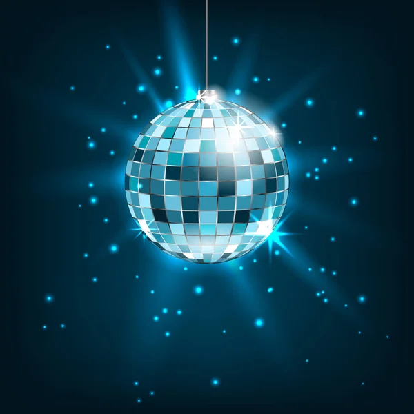 Blue Disco Ball z promieni świetlnych. Brokat błyszczącym tle — Wektor stockowy