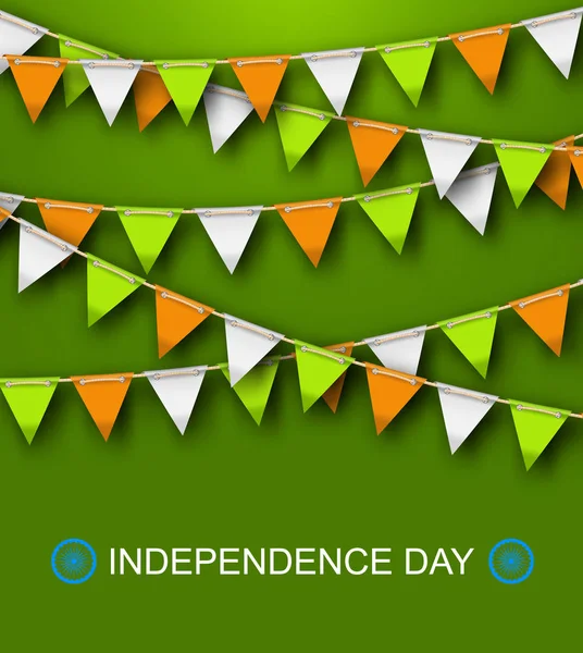 Pozdrowienie tła na dzień niepodległości Indii ze zwisającymi trznadel - ilustracja — Wektor stockowy