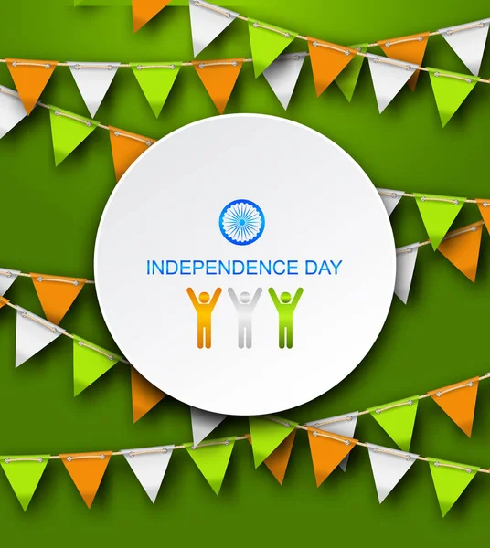 Congratulation karty na dzień niepodległości Indii ze zwisającymi trznadel — Wektor stockowy