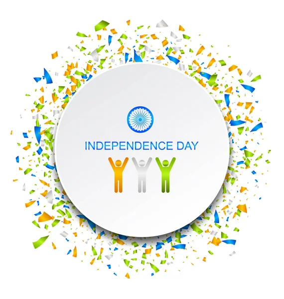 Celebracja karta na dzień niepodległości Indii z konfetti, 15 sierpnia — Wektor stockowy