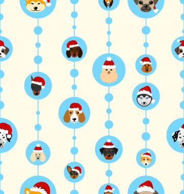 Mutlu yeni yıl 2018 için Noel Baba şapkaları köpeklerde başkanları ile sorunsuz duvar kağıdı