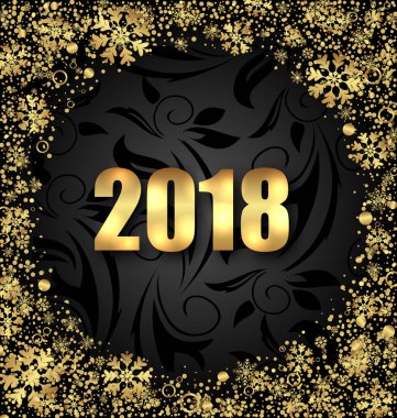 Siyah zemin üzerine altın kar tanesi dekorasyon ile lüks sınır