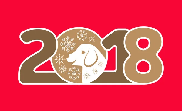 Mutlu yeni yıl 2018 kartı ile köpek