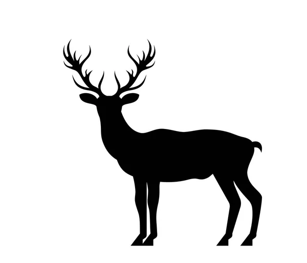Silhouette Deer, Stag, Reindeer Isolated on White Background — Stock Vector