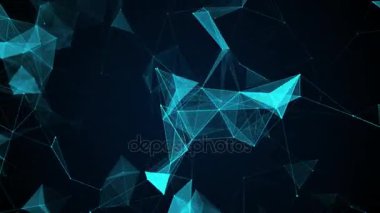 Soyut mavi geometrik renkli çizgiler, triangels ve nokta hareketli animasyon.