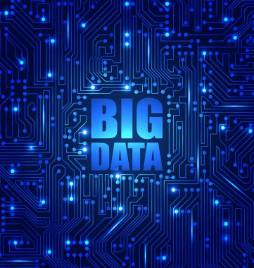 Büyük veri - 4v görselleştirme ile elektrik devresi kavramı. Araştırma veritabanı sistem tasarımı