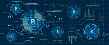 Araştırma Bitcoin Cryptocurrency, dijital akarsu. Fütüristik para. Blockchain. Şifreleme