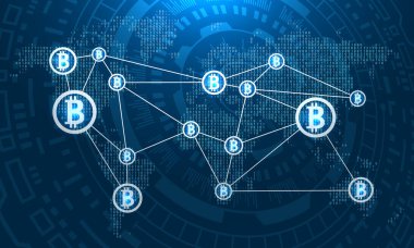 Bitcoins dünya harita, Btc, sanal para transferi