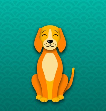 Köpek oturan, komik köpek çizgi film, yeni yıl 2018 sembolü