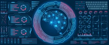 Soyut HUD UI arayüz, sanal ekran fütüristik Merhaba teknik arka plan
