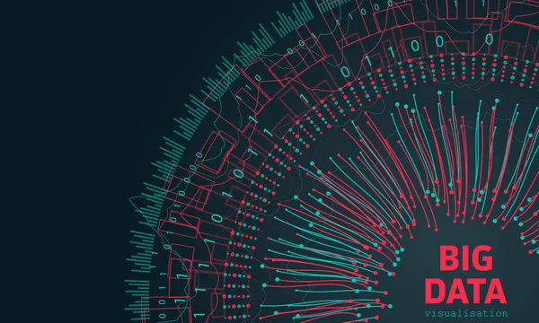 Visualización de Big Data. Elementos fractales con arreglo de líneas y puntos. Estructura visual abstracta — Vector de stock