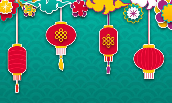 Установите китайские фонари на Новый год. Лампы и облака
