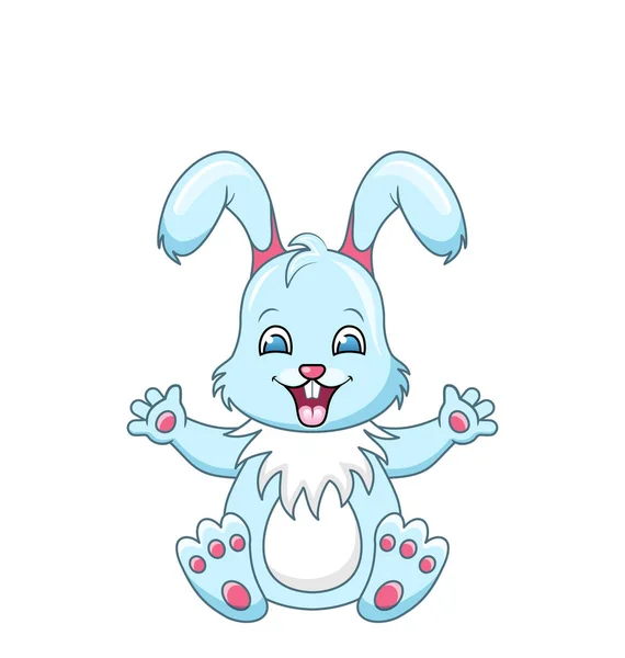 Ładny królik kreskówka chłopiec, zadowolony królik na białym tle — Wektor stockowy