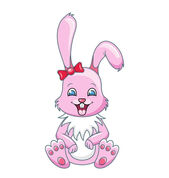 微笑的兔子卡通女孩, 美丽的兔子, 愉快的 Girling 隔绝在白色背景 免版税图库矢量图片