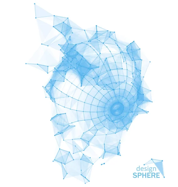 Esfera de Wireframe poligonal quebrada. Forma geométrica esmagada Ilustração De Bancos De Imagens