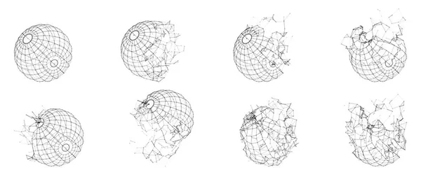 Esfera de Wireframe poligonal quebrada. Forma Geométrica Fraturada. Rede de Linhas Polígonos de Círculo Ilustrações De Bancos De Imagens Sem Royalties