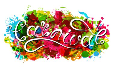 Elle çizilmiş karnaval parti için yazı. Logo, rozet, Poster kartı, afiş