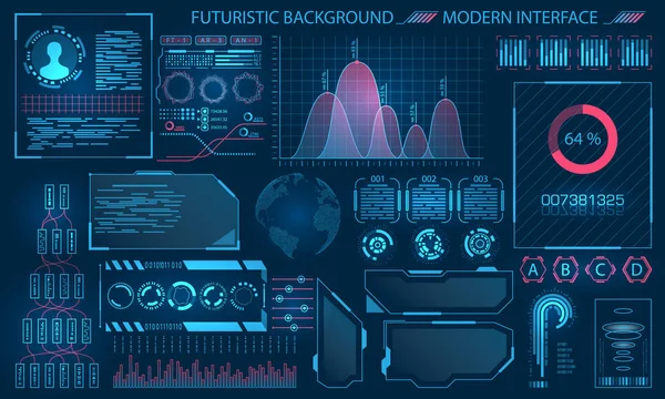 Interface Futurista HUD Design, Elementos Infográficos — Vetor de Stock