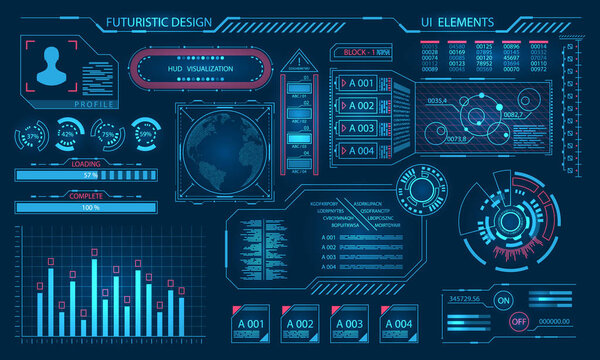 Футуристический виртуальный графический интерфейс пользователя, элементы HUD
