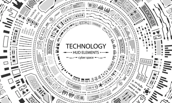 Cerchi HUD futuristici Progettazione, Sfondo tecnologico — Vettoriale Stock