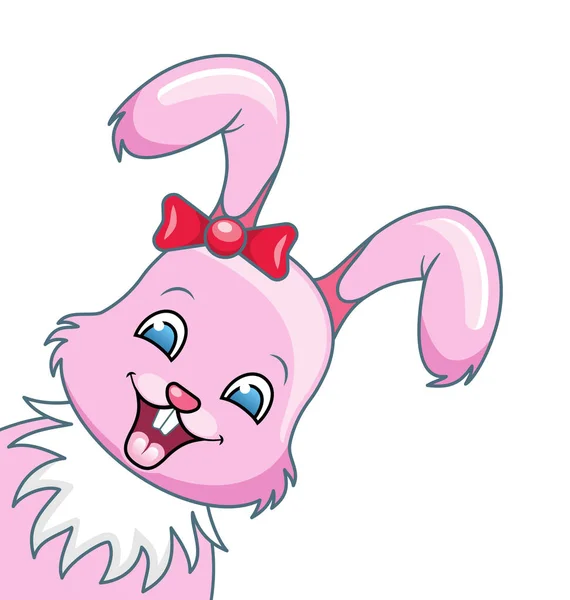 Uśmiechający się królik kreskówki dziewczyna, piękne Bunny, szczęśliwy Girling na białym tle — Wektor stockowy