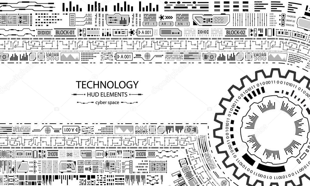 Futuristic HUD Circles Design, Technology Background