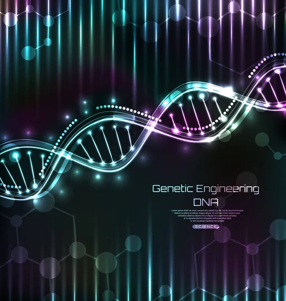 Estrutura de DNA, espiral, modelo de ciência, fundo médico —  Vetores de Stock