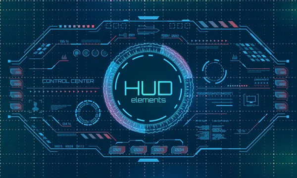 未来の仮想グラフィック ユーザー インターフェイス、Hud 要素 — ストックベクタ