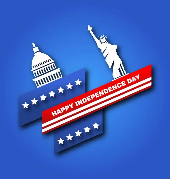 Американский плакат ко Дню независимости США, Капитолий, Статуя Свободы — стоковый вектор