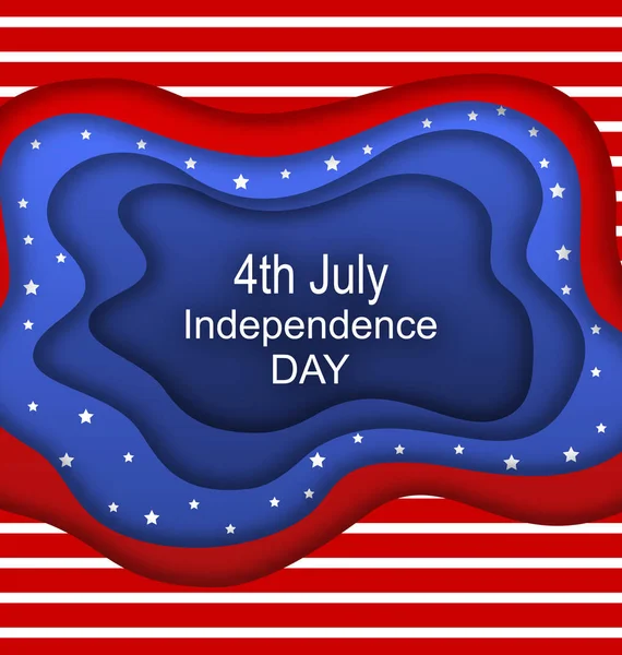 Invitation for Fourth of July Independence Day of the USA. Cut Paper Style — Stock Vector