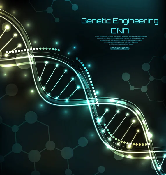 Templat Sains, Wallpaper atau Latar Belakang dengan Molekul DNA Stok Ilustrasi 