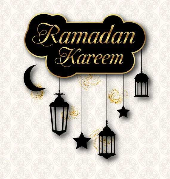 Ramadan Kareem cartão de saudação com lanternas tradicionais. Modelo islâmico Ilustrações De Bancos De Imagens Sem Royalties