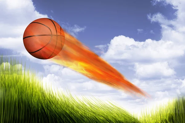 Basketball in Flammen. — Stockfoto