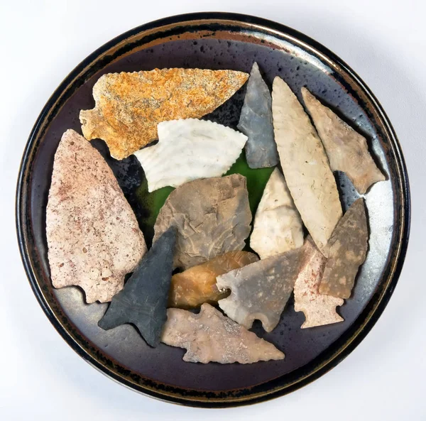 Real American Indian Arrowheads. — Fotografie, imagine de stoc