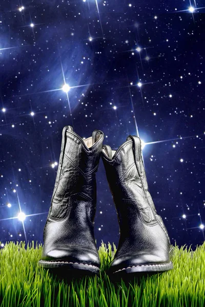 Cowboy Boots at Night. — Stock Photo, Image